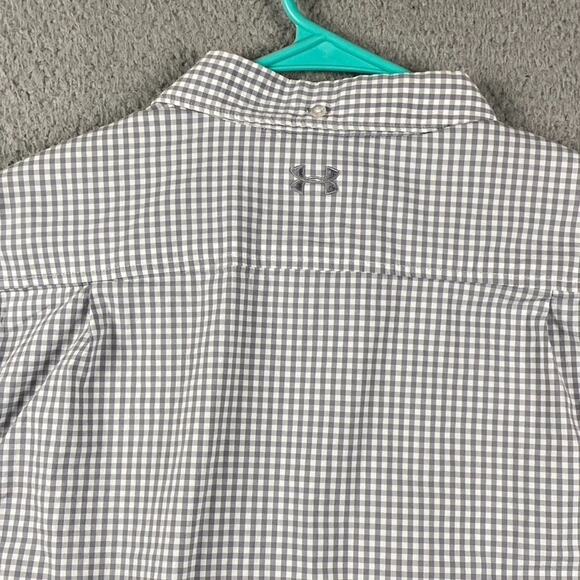 Under Armour Gray Gingham Check Long Sleeve Button Shirt Women’s Medium - Picture 9 of 9